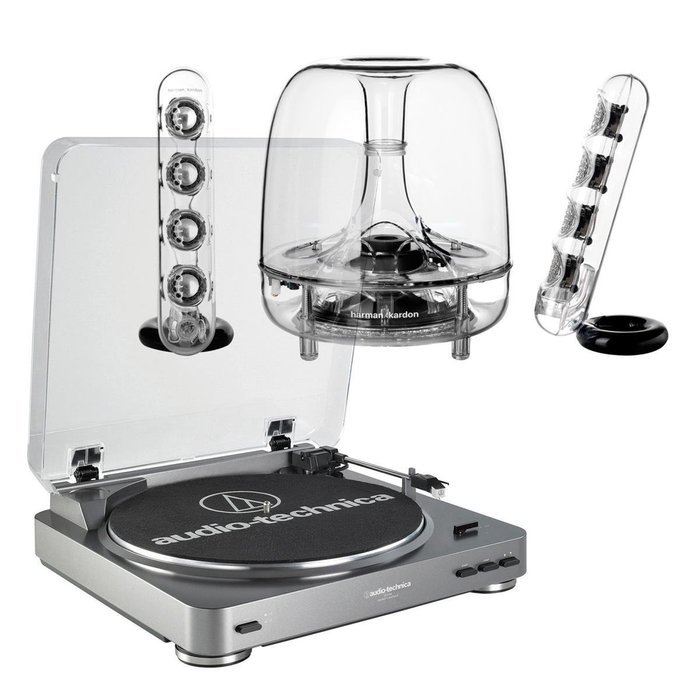 AudioTechnica AT-LP60 Fully Automatic Stereo 2-Speed Turntable System (Silver) with Harman Consumer SoundSticks...