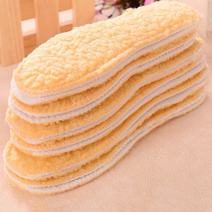 Spritech(TM) Soft Winter Warm Thickening Yellow Imitation Wool Insole for Women and Men N4