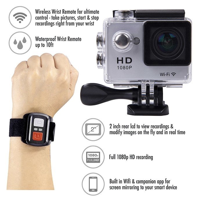 4K Ultra HD Wifi & HDMI Action Sports Camera Sport DV Dual LCD Screens & Waterproof Wrist Remote-Wifi Cam DV-Wrist... N6