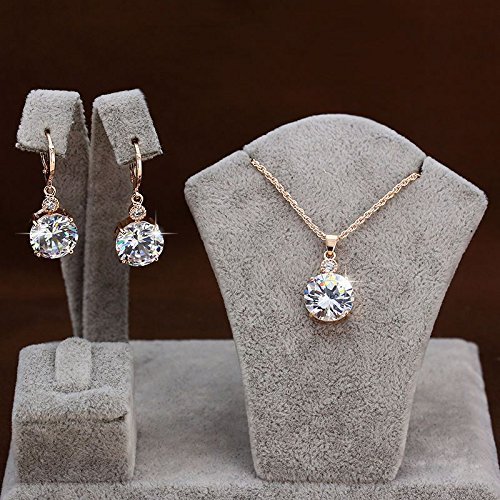 Women Elegant Jewelry White zircon Statement Bib Chain Pendant Necklace wedding