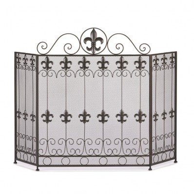 Fireplace FRENCH REVIVAL FIRE PLACE SCREEN METAL Iron Fleur di lis N2