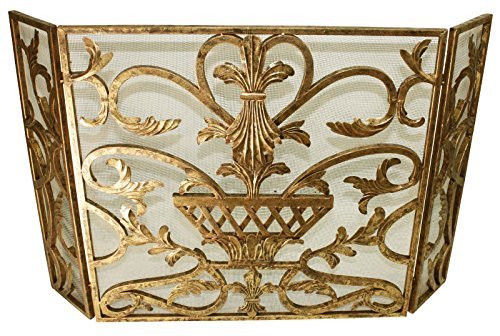 FIREPLACE SCREENS - "COUGHTON COURT" FIREPLACE SCREEN - ITALIAN GOLD PATINA
