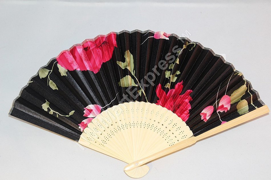 Oriental Lady White Bamboo & Silk Hand Folding Fan, Wall Art, Decoration (hot pink) N3