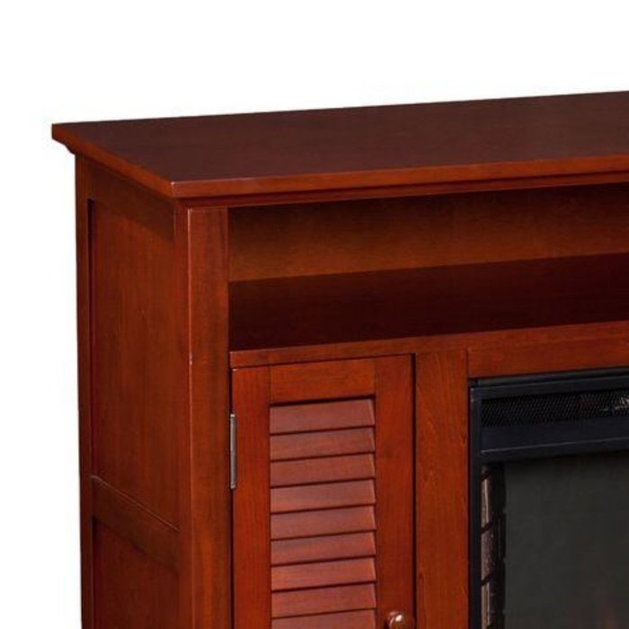 Leven 48 in. Portable Free Standing Traditional Electric Indoor Wood Burning Fireplace in Classic Mahogany, with... N5