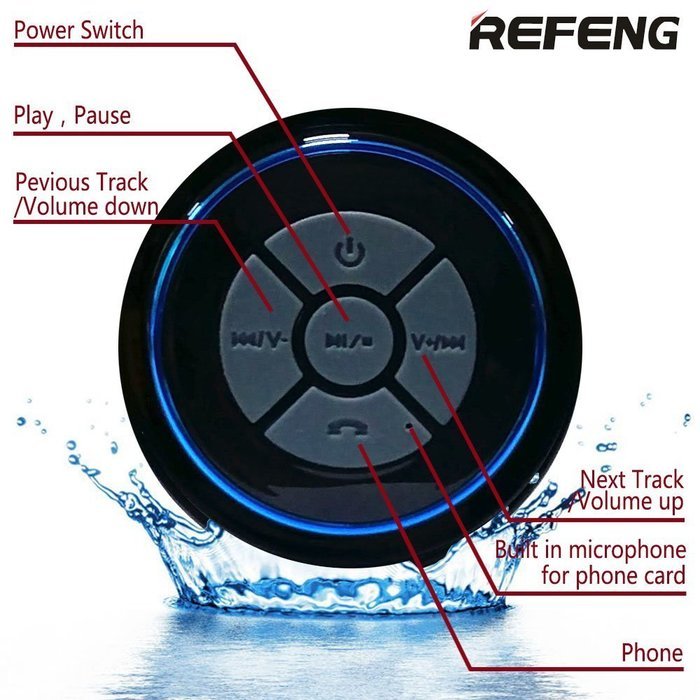 ReFeng 100% IPX7 Waterproof Bluetooth Shower Speaker With Built-in Microphone