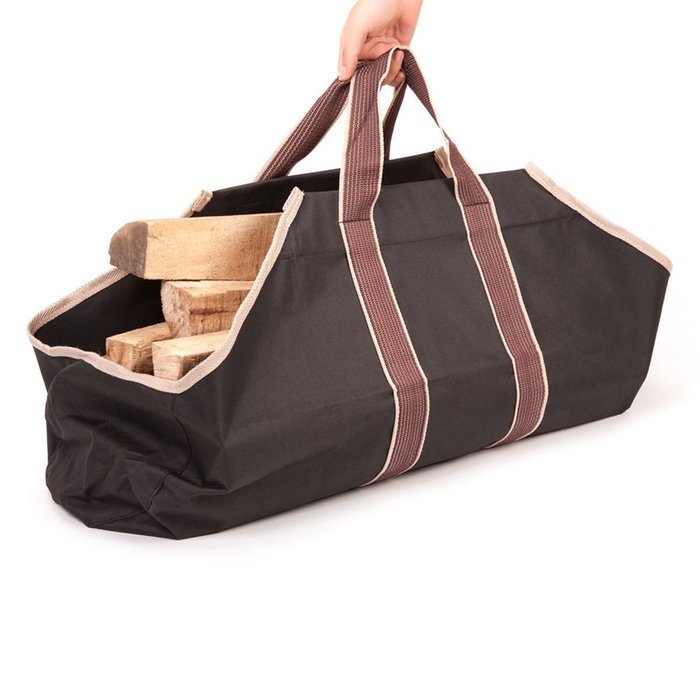 HIO Firewood Carrier, 36.5 Inch Log Tote Bags, Deluxury Fireplace Accessories, Black N2