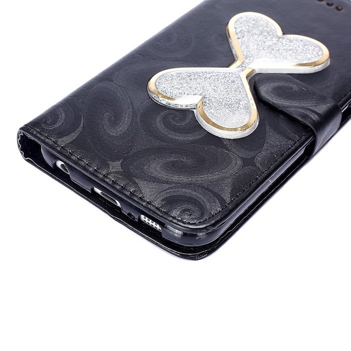 Galaxy S6 Case,Galaxy S6 Wallet Case, PHEZEN Bling Liquid Glitter Love Heart Floating 3D Hourglasses Luxury Pu... N34