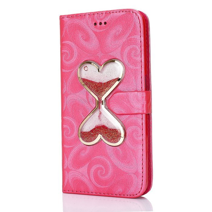 Galaxy S6 Case,Galaxy S6 Wallet Case, PHEZEN Bling Liquid Glitter Love Heart Floating 3D Hourglasses Luxury Pu... N36