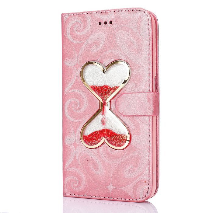 Galaxy S6 Case,Galaxy S6 Wallet Case, PHEZEN Bling Liquid Glitter Love Heart Floating 3D Hourglasses Luxury Pu... N39