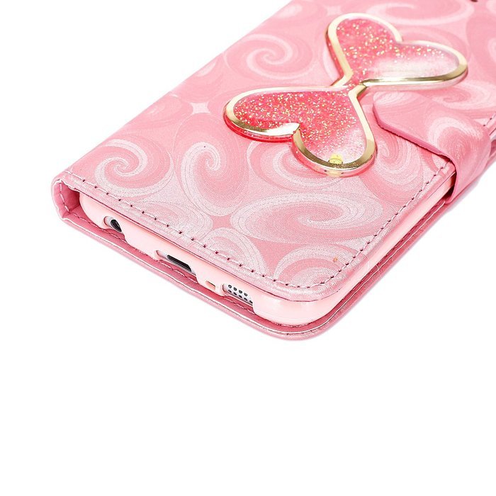 Galaxy S6 Case,Galaxy S6 Wallet Case, PHEZEN Bling Liquid Glitter Love Heart Floating 3D Hourglasses Luxury Pu... N41