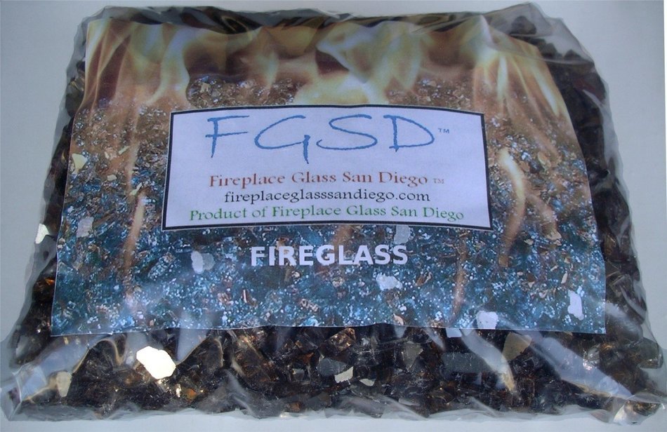 Fireglass Fireplace Fire Pit Glass, Copper Reflective Chunky, 4 LBS