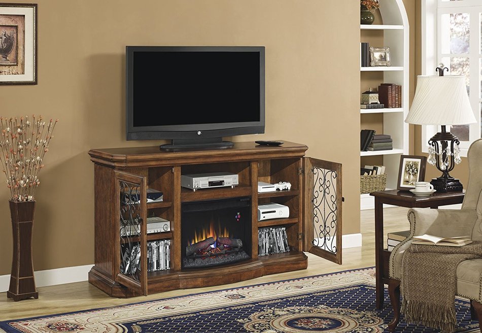 ClassicFlame 25MM5045N-C326 The Beauregard TV Stand for TVs up to 80", Antique Caramel (Electric Fireplace sold...