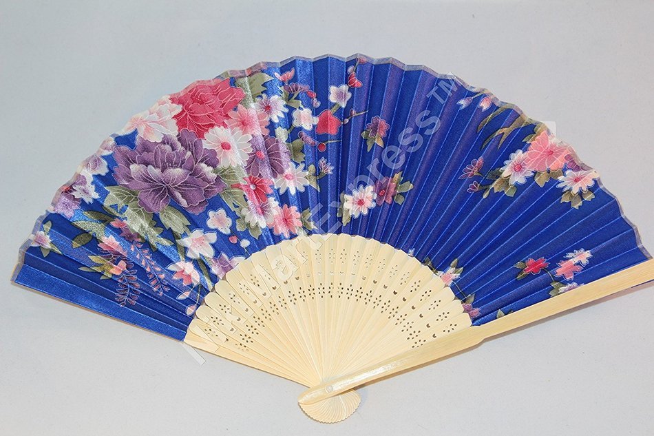 Oriental Lady White Bamboo & Silk Hand Folding Fan, Wall Art, Decoration (hot pink) N4