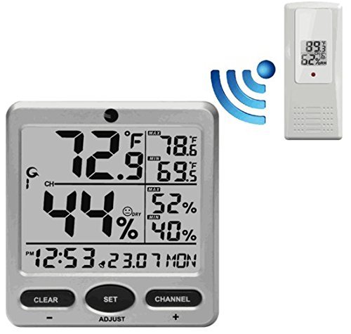 Ambient Weather WS-08 Wireless Indoor/Outdoor 8-Channel Thermo-Hygrometer with Daily Min/Max Display with One... N7