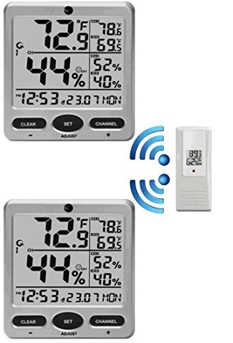 Ambient Weather WS-08 Wireless Indoor/Outdoor 8-Channel Thermo-Hygrometer with Daily Min/Max Display with One... N8