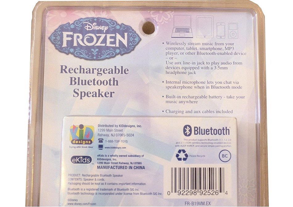 Frozen Rechargeable Speaker for Bluetooth or 3.5mm Headphone Port Devices N2