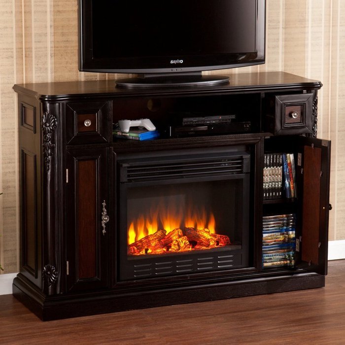 Southern Enterprises Ebony Electric Fireplace Media Console