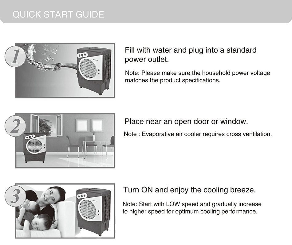 Honeywell CO48PM 100 Pt. Commercial Indoor/Outdoor Portable Evaporative Air Cooler - White/Grey N8