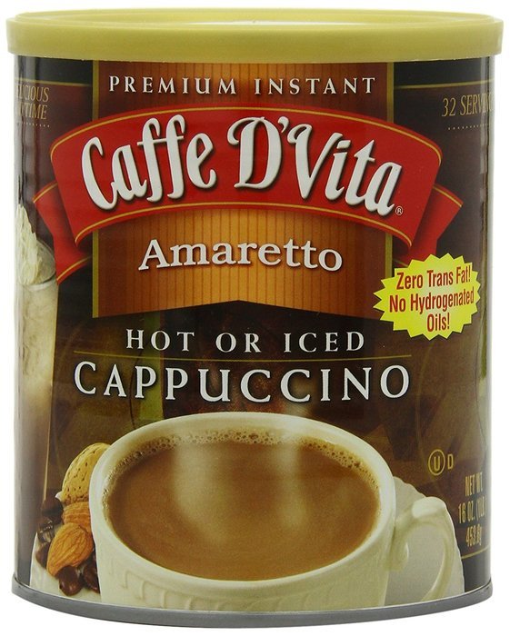 Caffe D'Vita Amaretto Instant Cappuccino, 16-Ounce Canisters (Pack of 6) N72