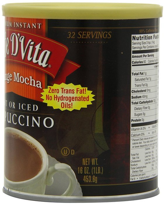 Caffe D'Vita Amaretto Instant Cappuccino, 16-Ounce Canisters (Pack of 6) N76