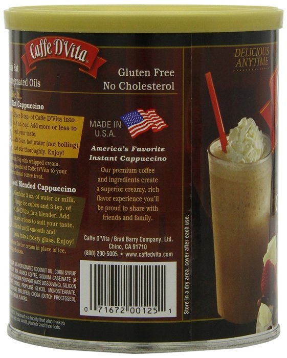 Caffe D'Vita Amaretto Instant Cappuccino, 16-Ounce Canisters (Pack of 6) N83