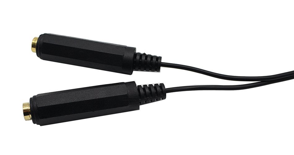 Lemeng 1/4" 6.35mm Stereo Plug / Male to Dual 1/4" 6.35mm Jack /Female Splitter Adapter Cable 0.6 Feet (Black)