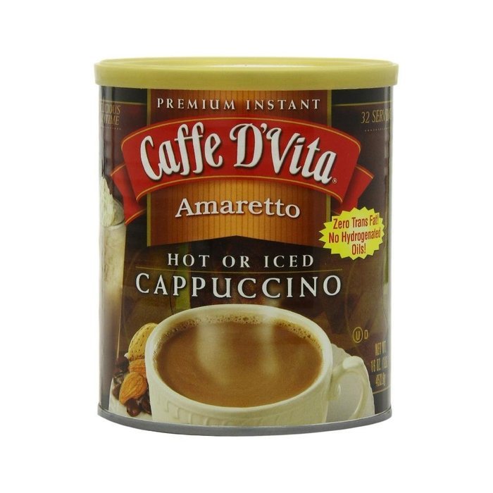 Caffe D'Vita Amaretto Instant Cappuccino, 16-Ounce Canisters (Pack of 6) N93