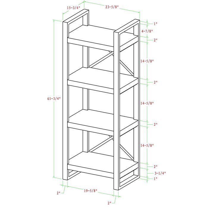 WE Furniture 62" Industrial Wood Media Tower, Driftwood N3
