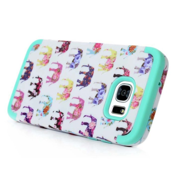Badalink Galaxy S7 Edge Case Soft TPU Shockproof Rubber Skin Gel Inner Case + Full Edge Easy Grip Cute Elephants... N27
