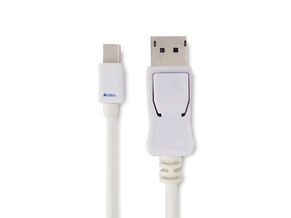 Accell B143B-003J UltraAV Mini DisplayPort to DisplayPort 1.2 Cable with Latch - 3.3 Feet (1 Meter), White