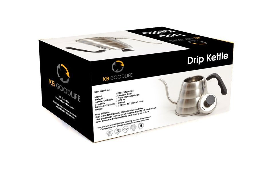 Premium Pour Over Coffee Kettle By KB Goodlife - 1.2 L / 40 oz Gooseneck Pouring Kettle - Brushed Stainless Steel... N5