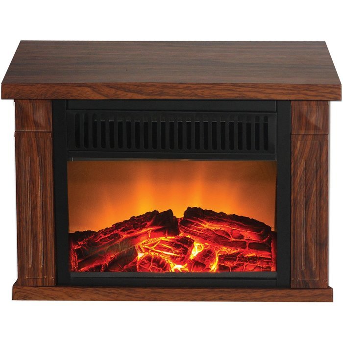 Warm House TZRF-10344 Zurich Tabletop Retro Electric Fireplace - Medium Wood-Print Finish
