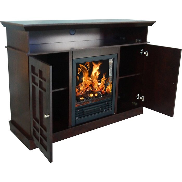 Dark Chocolate Decor Flame Bailey 48" Electric Fireplace Media Console For TV's Up To 55" With Heat or Without... N2
