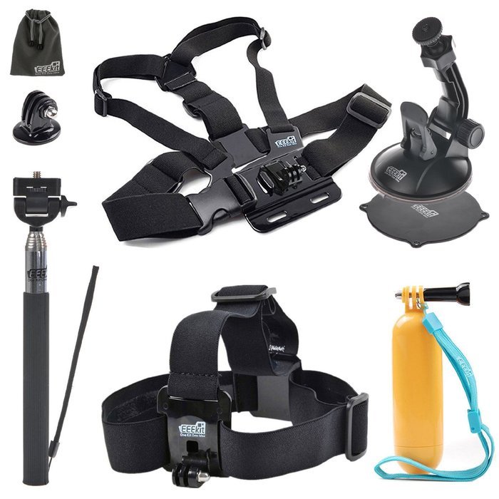 EEEKit 5in1 Accessories Starter Kit for APEMAN Sports Action Camera,Head Strap,Floaty Grip Handle Pole,Chest Harness...
