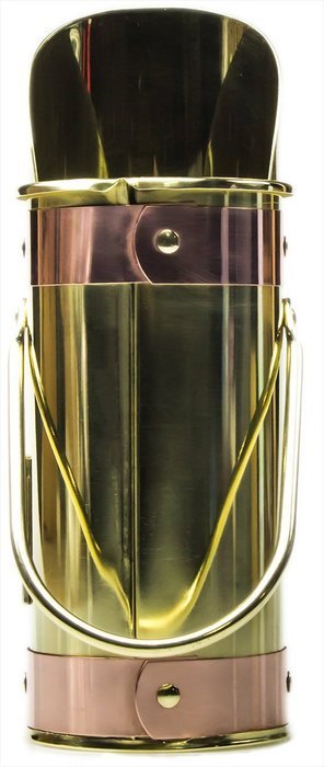 Polished Brass Fireplace Matchstick Holder & 40 Long Matches Bundle. Classic 8 Inch Tall, Two-Tone Design Complements... N4