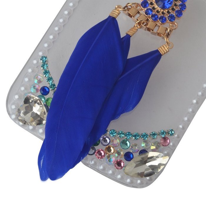 HTC Desire 626 Case,Yaheeda 3D Pearls Sparkle Plume Feather Chain Fashion Bling PC Hard Case for HTC Desire 626 N77