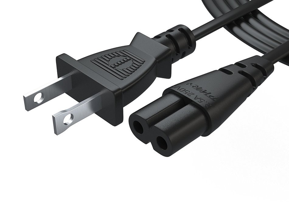 [UL Listed] Pwr+ AC Cable Replacement Power Cord 2 Prong 6 Feet (Black)