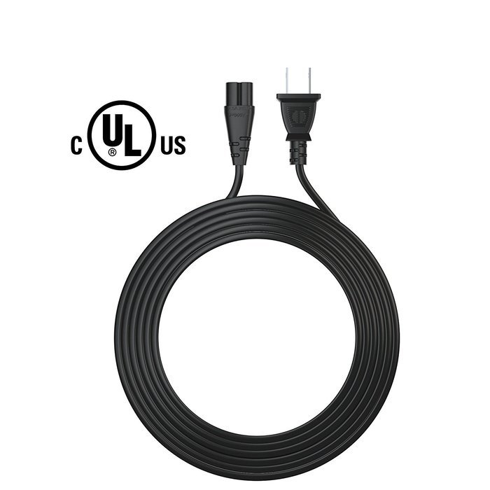 [UL Listed] Pwr+ AC Cable Replacement Power Cord 2 Prong 6 Feet (Black) N2