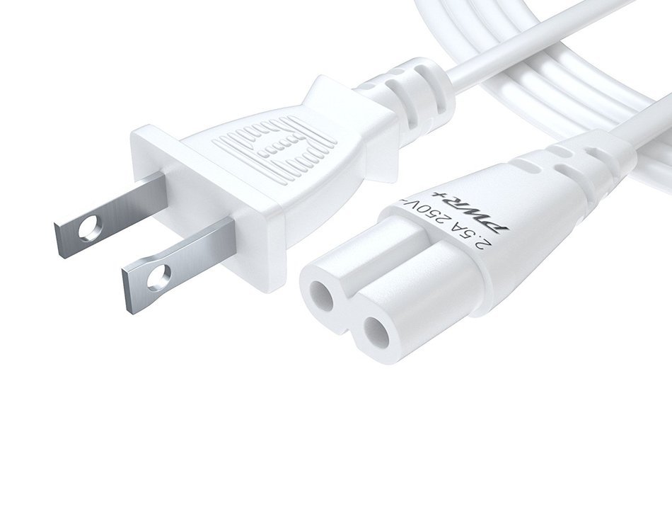 [UL Listed] Pwr+ AC Cable Replacement Power Cord 2 Prong 6 Feet (Black) N3