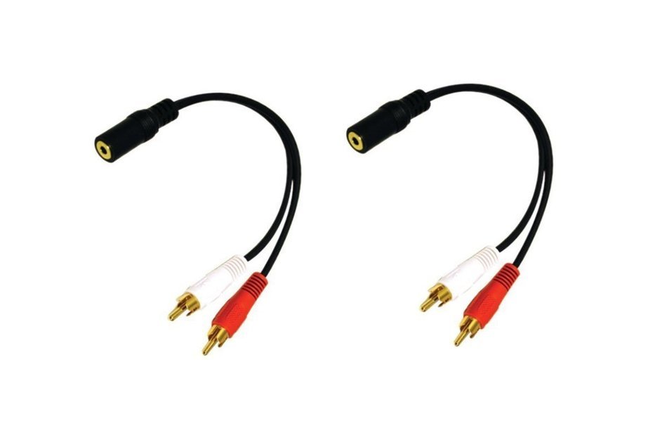 C&E CNE63417 2 x RCA Male, 1 x 3.5mm Stereo Female, Y-Cable 6-Inch Gold Plated Connector, 2-Pack
