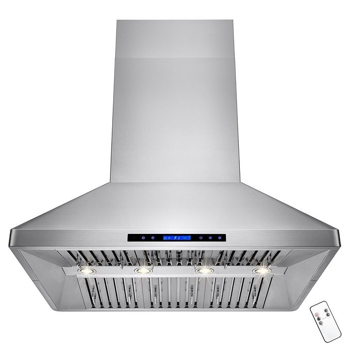 AKDY 48" Touch Control LED Display Removable Baffle Filters Stainless Steel Island Mount Dual Motor Kitchen Fan... N2