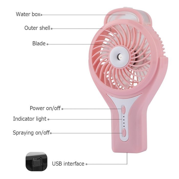 D-FantiX Portable Handheld Misting Fan Personal Cool Mist Humidifier Rechargeable Mini Fan Battery Operated/USB... N15