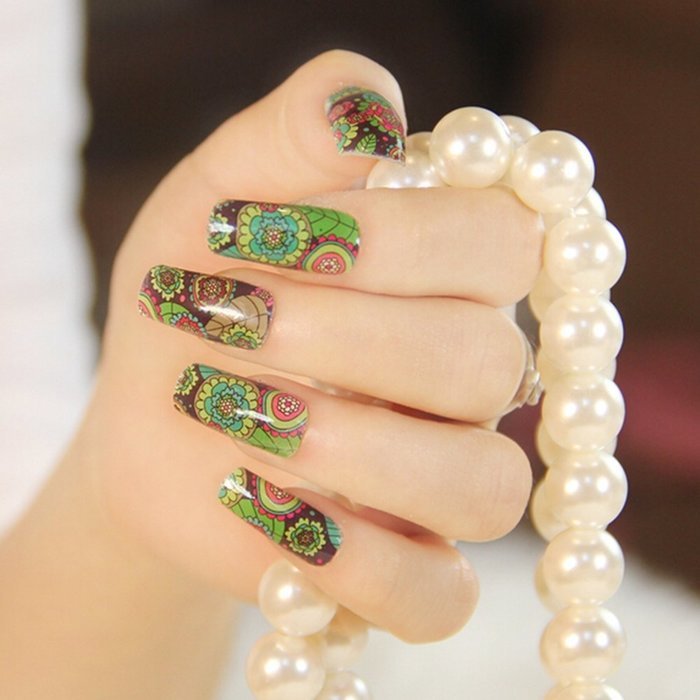 EVTECH(TM) 4 Pcs Rose Peony Carnation Flower Patterns Nail Polish Strips 12 double-ended Nail Decals Strips Nail... N9
