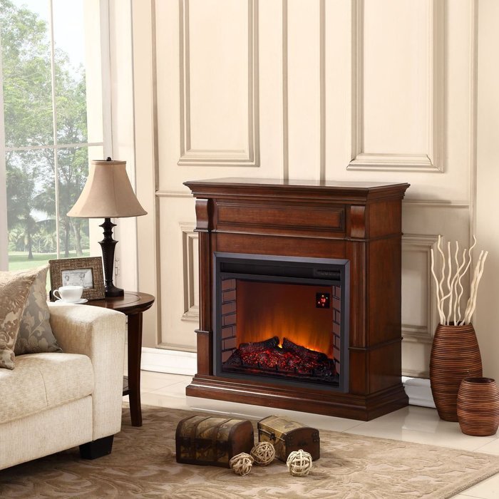Duluth Forge Full Size Electric Fireplace - Remote Control, Auburn Cherry Finish N2