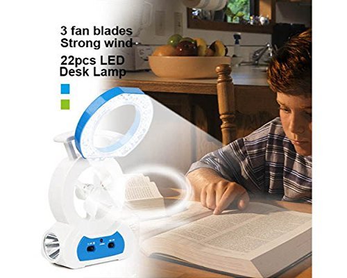 iMounTEK Mini Portable Cooling Rechargeable Electric Powered Small Quiet Desktop Table Fan W/ 22 LED Desk Lamp... N3