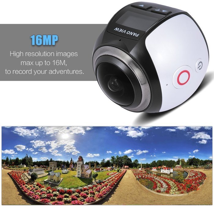 Andoer 360 Degree Wifi 2448P 30FPS 16M Fisheye Film Source Panorama Camera for Virtual Glasses VR Action Sports...