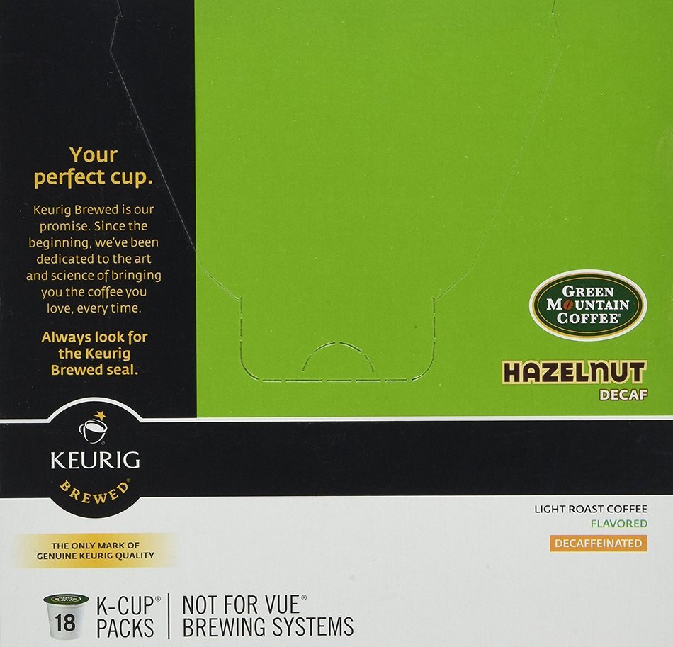 Green Mountain Coffee Hazelnut Decaf K-Cups for Keurig Brewers - 18 K-Cups N3