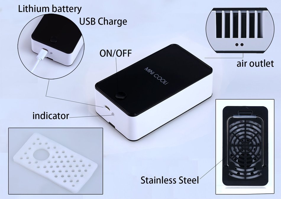 niceEshop(TM) Rechargeable Lithium Battery Fans for Camping and Outdoor Use, Mini Portable Bladeless Air Conditioning... N18