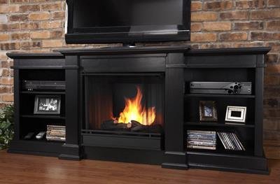 Real Flame - Fresno 72 inch Entertainment Console with Gel Fuel Fireplace - G1200 - B