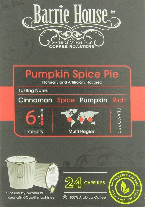 Barrie House Pumpkin Spice Single Capsules for K-Cup Brewer, 80 Count N6